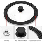 Universal Lid for Pots,Pans and Skillets - Tempered Glass with Heat Resistant Silicone Rim Fits 10.5", 11" and 12" Diameter Cookware,Black
