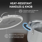 SUNHOUSE Stainless Steel Steamer Pot for Cooking - 3.1 QT Steaming Pot with Glass Lid & Steamer Basket - 2 Tier Tri-ply Vegetable Steamer with Stay-Cool Silicone Handles - Induction Compatible