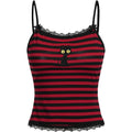Soly Hux Women'S Y2K Lace Striped Cami Crop Tops Spaghetti Strap Cat Embroidery Camisole