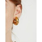 CONRAN KREMIX Waterproof Chunky Gold Hoops Earrings for Women Non Tarnish, Thick Gold Plated Circle Open Hoop,Lightweight Hollow Earrings Trendy