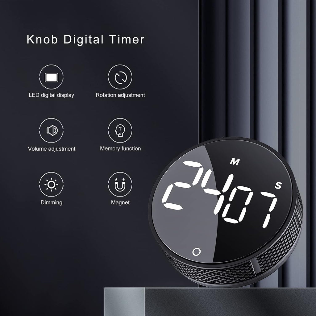Avinia Digital Kitchen Timers, Visual Timers Large Led Display Magnetic Countdown Countup Timer For Classroom Cooking Fitness Baking Studying Teaching, Easy For Kids And Seniors Black