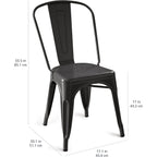 Amazon Basics Metal Dining Chairs, Easy To Assemble, Indoor/Outdoor, Stackable, Matte Black, 4-Pack