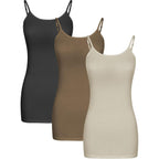 3 Pieces Women Basic Long Tanks Adjustable Spaghetti Strap Camisole Top