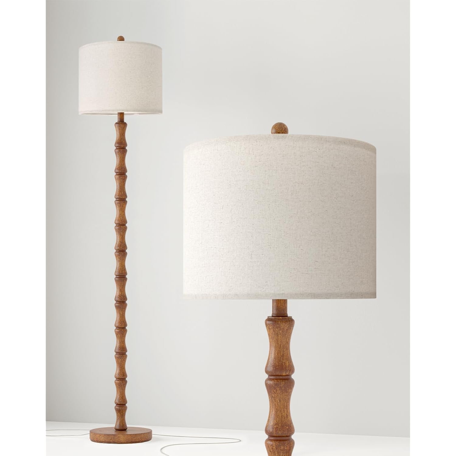 Bobomomo 62" Rustic Floor Lamp For Living Room, Retro Farmhouse Floor Lamp Rotary Switch, Resin Standing Lamp For Living Room, Corner, Dining Room, Bedroom, Home Decor