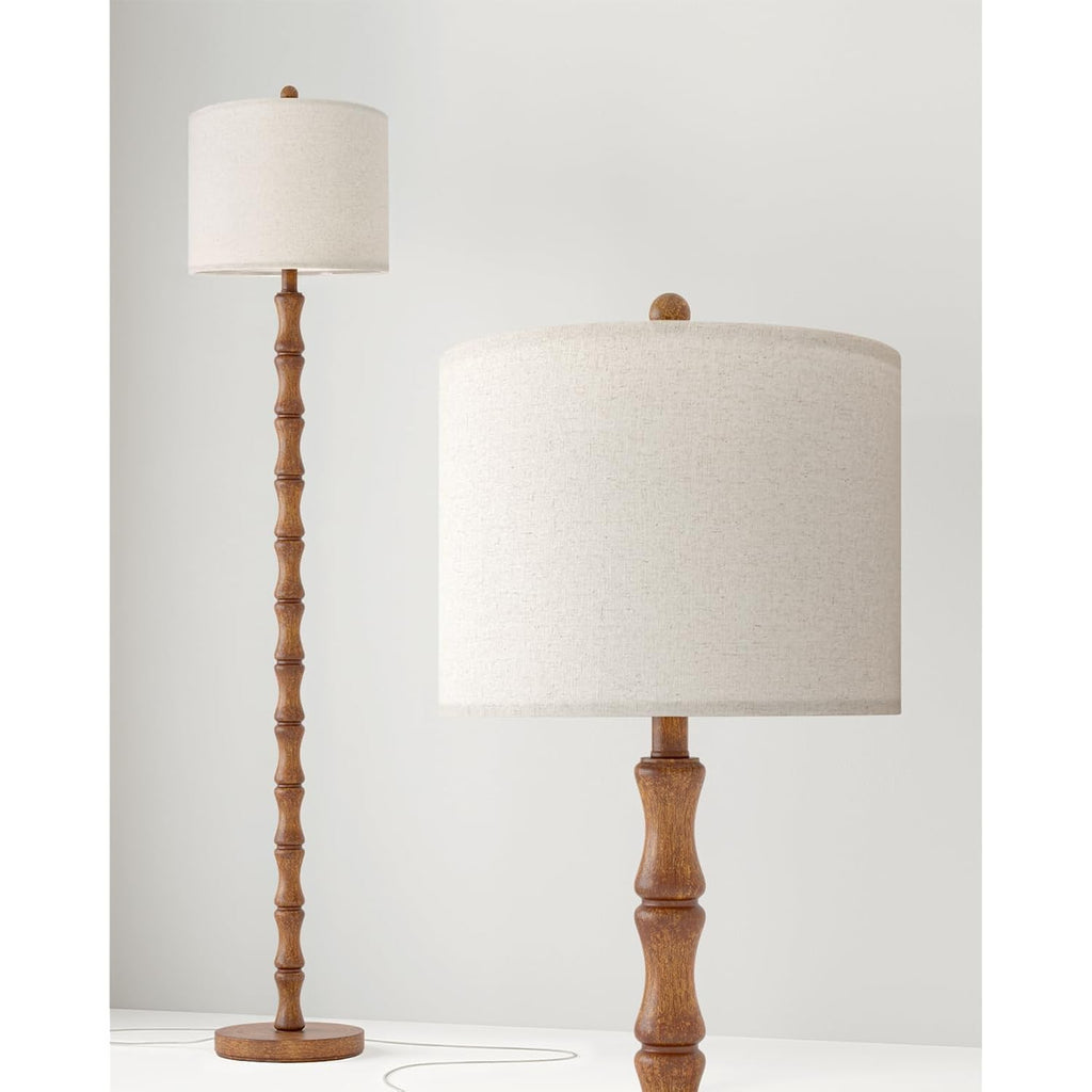 Bobomomo 62" Rustic Floor Lamp For Living Room, Retro Farmhouse Floor Lamp Rotary Switch, Resin Standing Lamp For Living Room, Corner, Dining Room, Bedroom, Home Decor