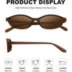 Retro Oval Cat Eye Sunglasses For Women Y2K Designer Trendy Narrow Shades Uv Protection Sun Glasses