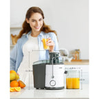 GDOR 800W Juicer Machine, 3” Wide Feed Chute, Dual-Speed Centrifugal Juicer for Fruits & Vegetables, Anti-Drip Function, BPA-Free, Easy to Clean with Brush, White