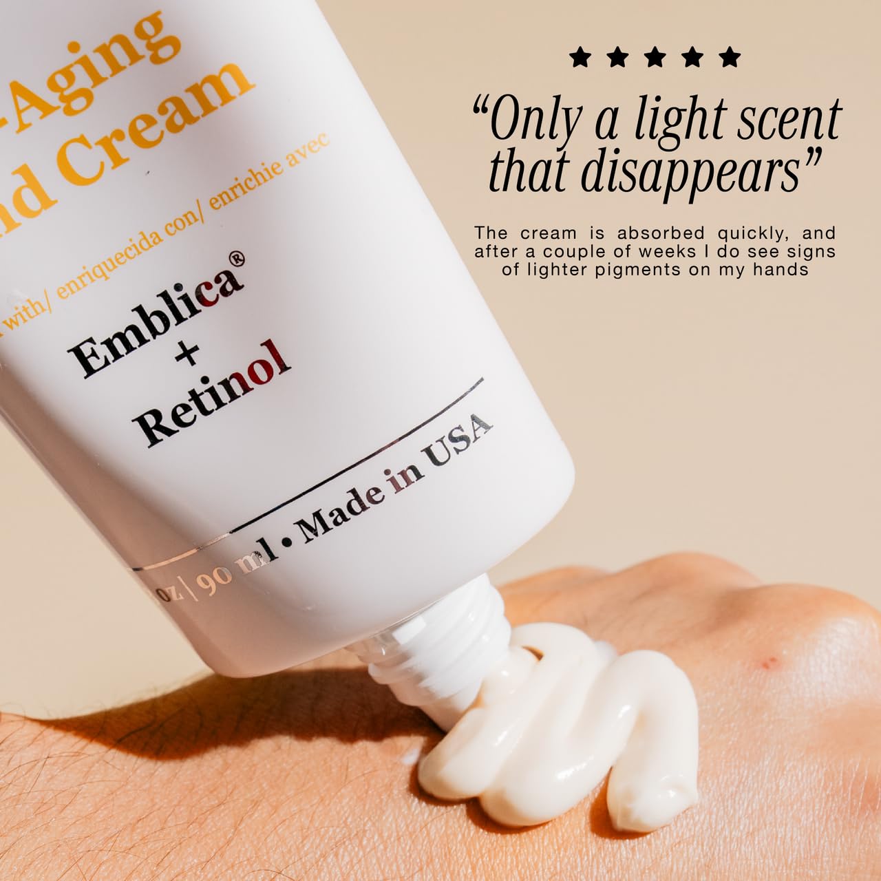 Robanda Retinol Anti-Aging Hand Cream - Hydrating & Moisturizing Hand Lotion with Anti-Aging Formula to Help Prevent Wrinkles & Reduce Fine Lines, 3 oz, Lightly Scented