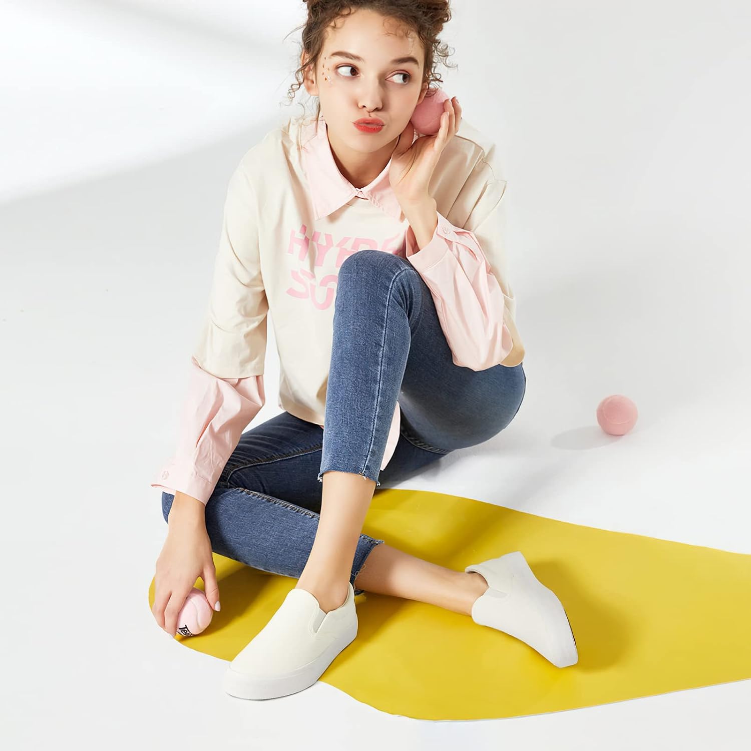 Women'S Slip On Shoes Canvas Sneakers Loafers Non Slip Shoes Low Top Casual Shoes