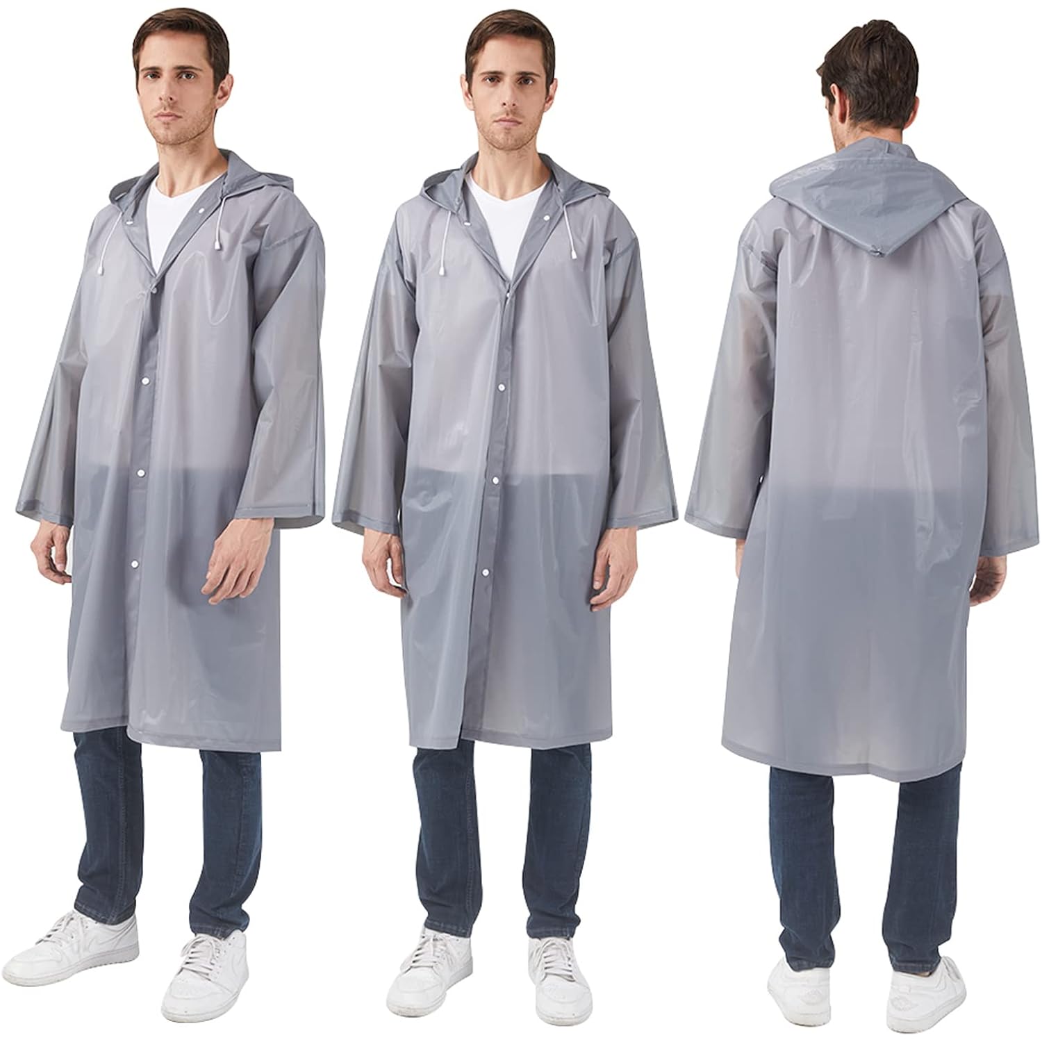 Rain Ponchos Raincoats For Adults Women, Reusable Rain Jacket Coats With Hood For Family Disney Park Travel 2 Pack