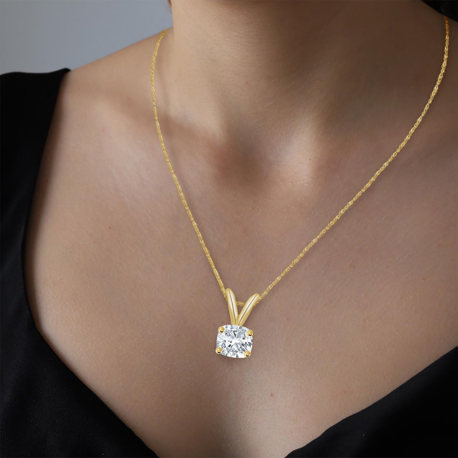 Houston Diamond District 0.5 to 8 Carat 4 Prong Set Lab Grown Diamond Solitaire Stud Pendant Necklace Jewelry for Women (E-F, VS1-VS2)
