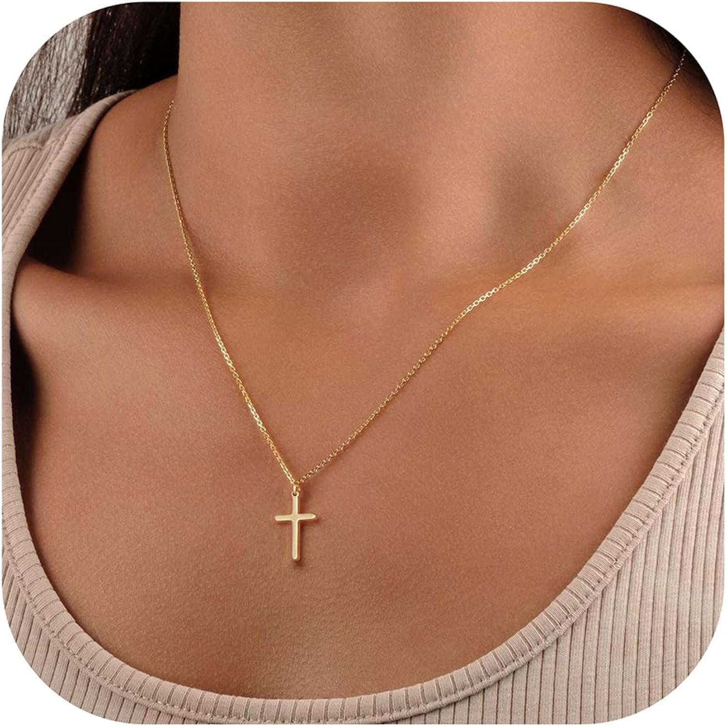 Turandoss Mothers Day Gifts for Mom Daughter Gold Cross Necklace for Women Girls, Dainty 14K Gold Plated Cross Necklace Infinity CZ Holy Mary Medal Necklaces for Women Mothers Day Gifts for Mom