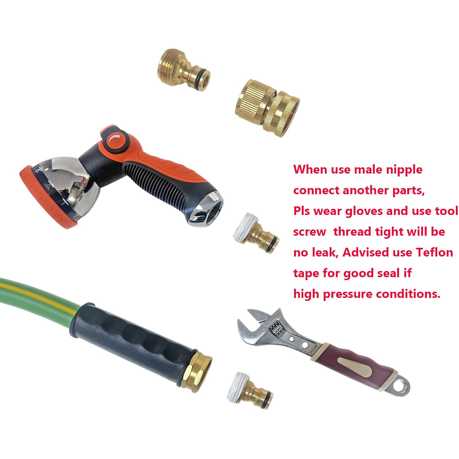 Garden Hose Quick Connect Solid Brass Quick Connector Garden Hose Fitting Water Hose Connectors 3/4 Inch Ght (3 Sets)