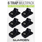 Rat Trap Six Pack - Indoor And Outdoor Traps For Mice, Voles, Rats, Chipmunks - Easy To Set, Powerful Snap, Quick Kill - By Guarden