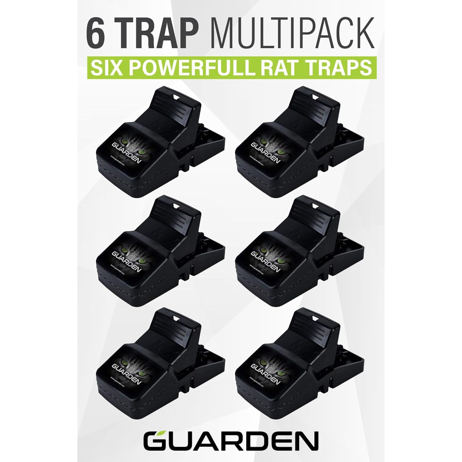 Rat Trap Six Pack - Indoor And Outdoor Traps For Mice, Voles, Rats, Chipmunks - Easy To Set, Powerful Snap, Quick Kill - By Guarden