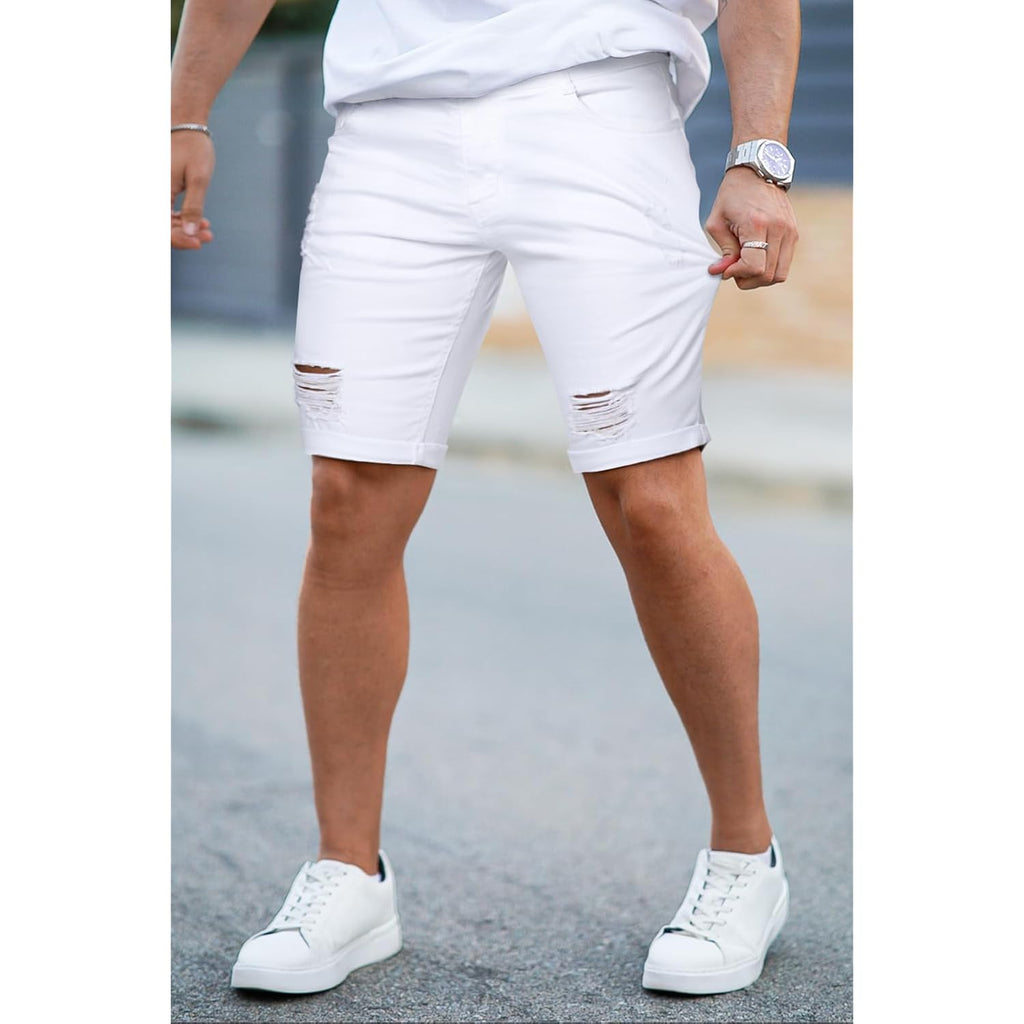 Gingtto Mens Jean Shorts Slim Fit Stretch Denim Shorts Men
