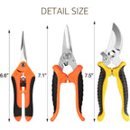 3 Pack Garden Pruning Shears Stainless Steel Blades Handheld Pruners Set With Gardening Gloves