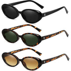 Breaksun Retro Oval Sunglasses for Women Men Fashion Small Oval Sunglasses 90s Vintage Shades 3 Pack (Black/Grey+ G15+ Brown Gradient)