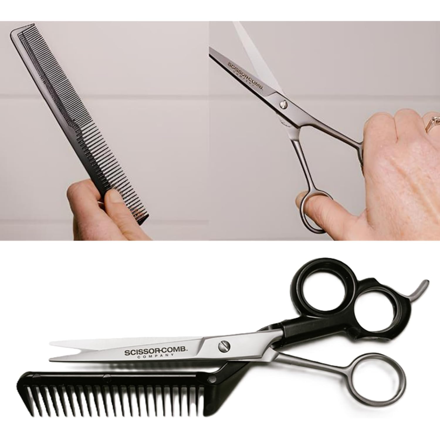 Scissor Comb 2 In 1 Hair Scissors With Comb Attached - Cut And Trim Hair At Home With Great Diy Hair Cutting Tool - Professional 440C Stainless Steel Shears With Comb