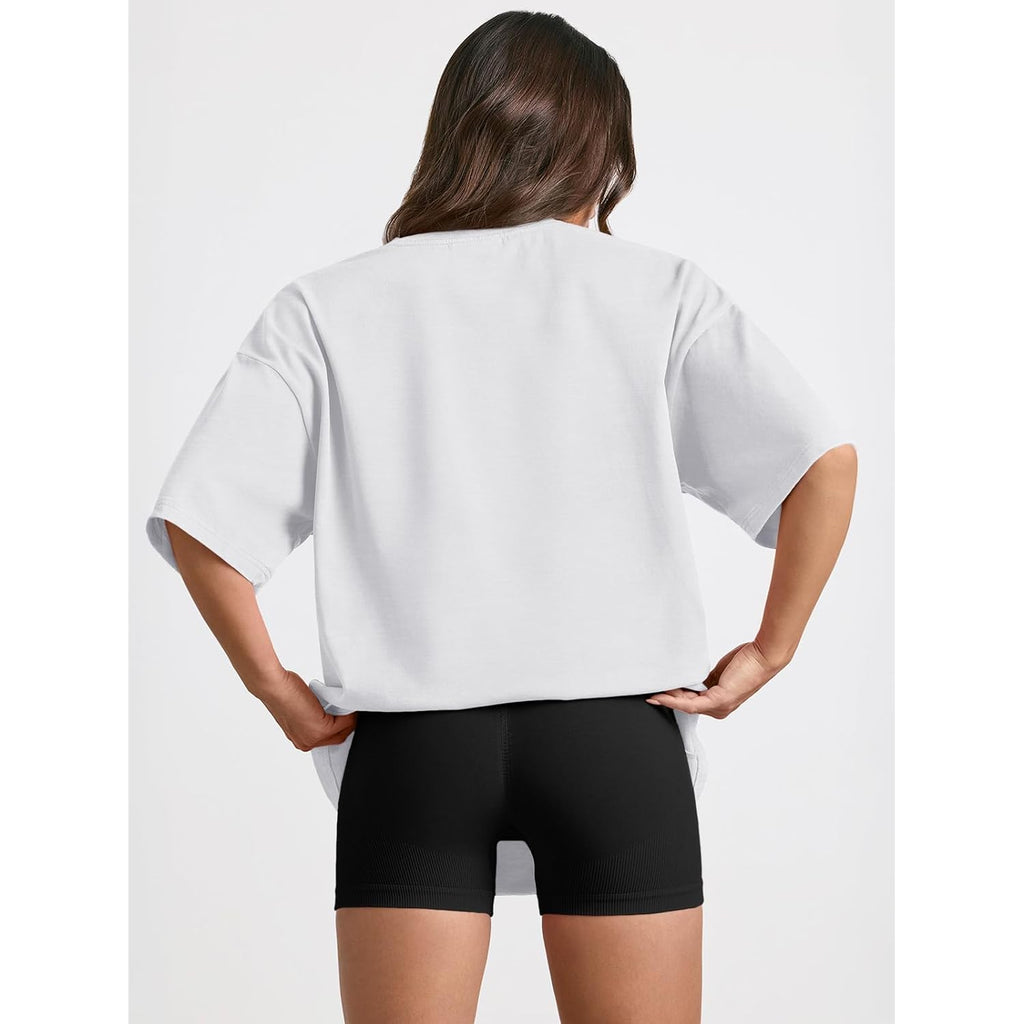 Trendy Queen Womens Oversized T-Shirts Short Sleeves Workout Tops | Summer workout gym tops