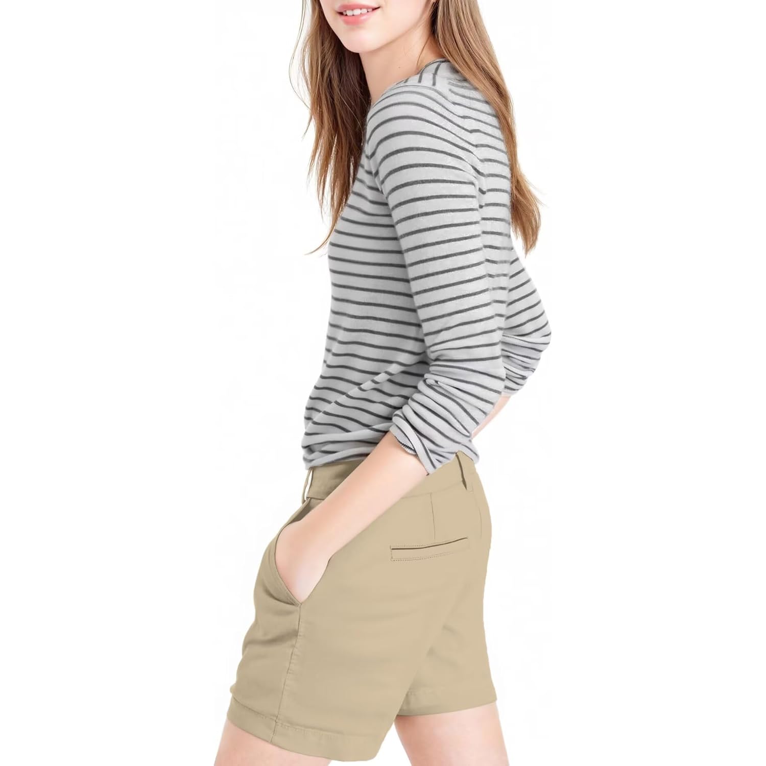 Hybrid & Company Womens Relaxed Comfy Breathable Stretch Walking Shorts with Pockets
