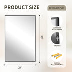 FICTOR Bathroom Vanity Mirror-Black, 36" x 24", Shatterproof & Anti-Rust, Wall Mount Rectangle Mirrors with Metal Frame for Over Sink, Bathroom, Bedroom, Living Room,Entryway