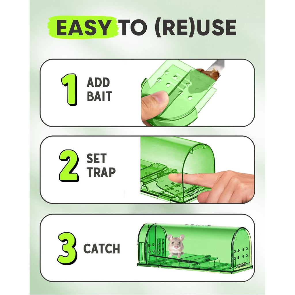 Motel Mouse Humane No Kill Live Catch And Release Mouse Traps, Reusable With Cleaning Brush - 2 Pack