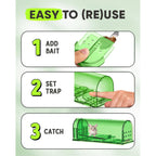 Motel Mouse Humane No Kill Live Catch And Release Mouse Traps, Reusable With Cleaning Brush - 2 Pack