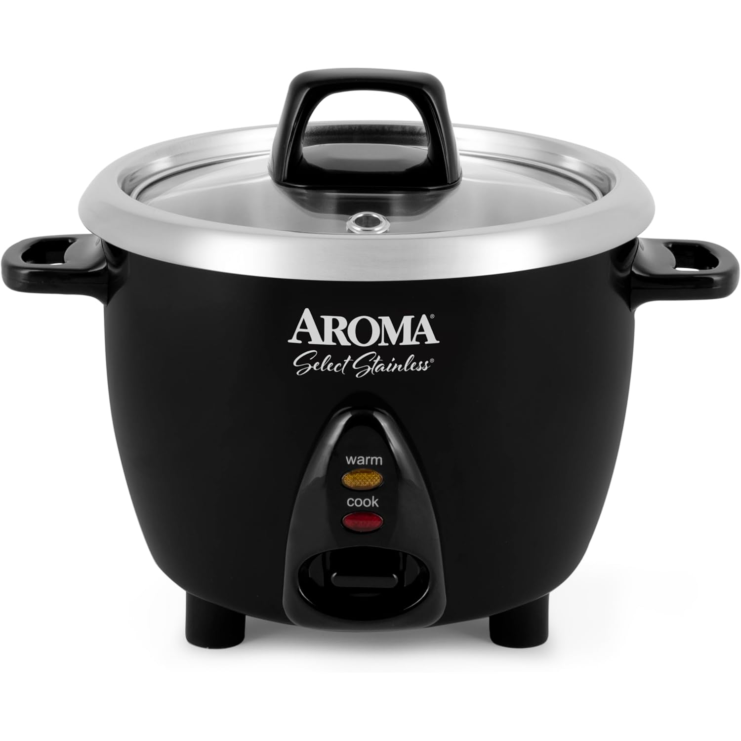 Aroma Housewares Select Stainless Rice Cooker & Warmer With Uncoated Inner Pot, 3-Cup(Uncooked)/6-Cup(Cooked)/ 1.2Qt, Arc-753Sgb, Black