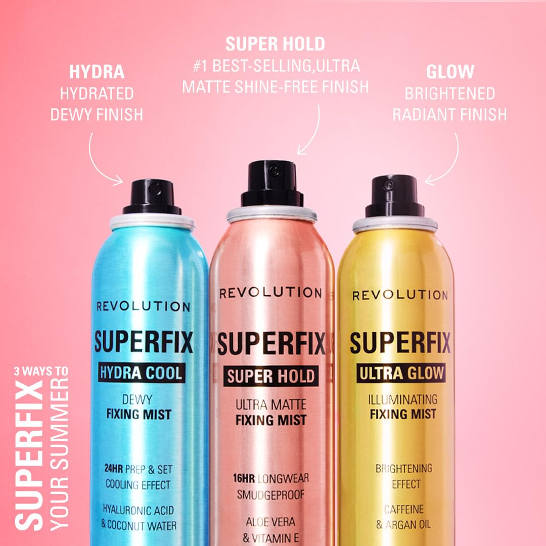 Revolution Beauty London, Superfix Misting Makeup Setting Spray, Ultra Matte & Shine-Free Finish, Long-Lasting Wear, Infused with Vitamin E, 5 fl oz