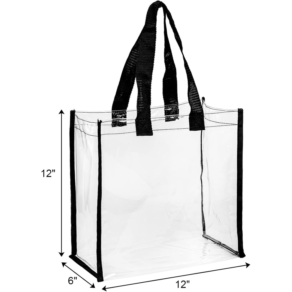12 Pack Clear Tote Bags Stadium Approved, Transparent Pvc Shoulder Handbag For Women, Clear See Through Plastic Tote Bags With Handles For Shopping, Work, Sports Games, School, Concert