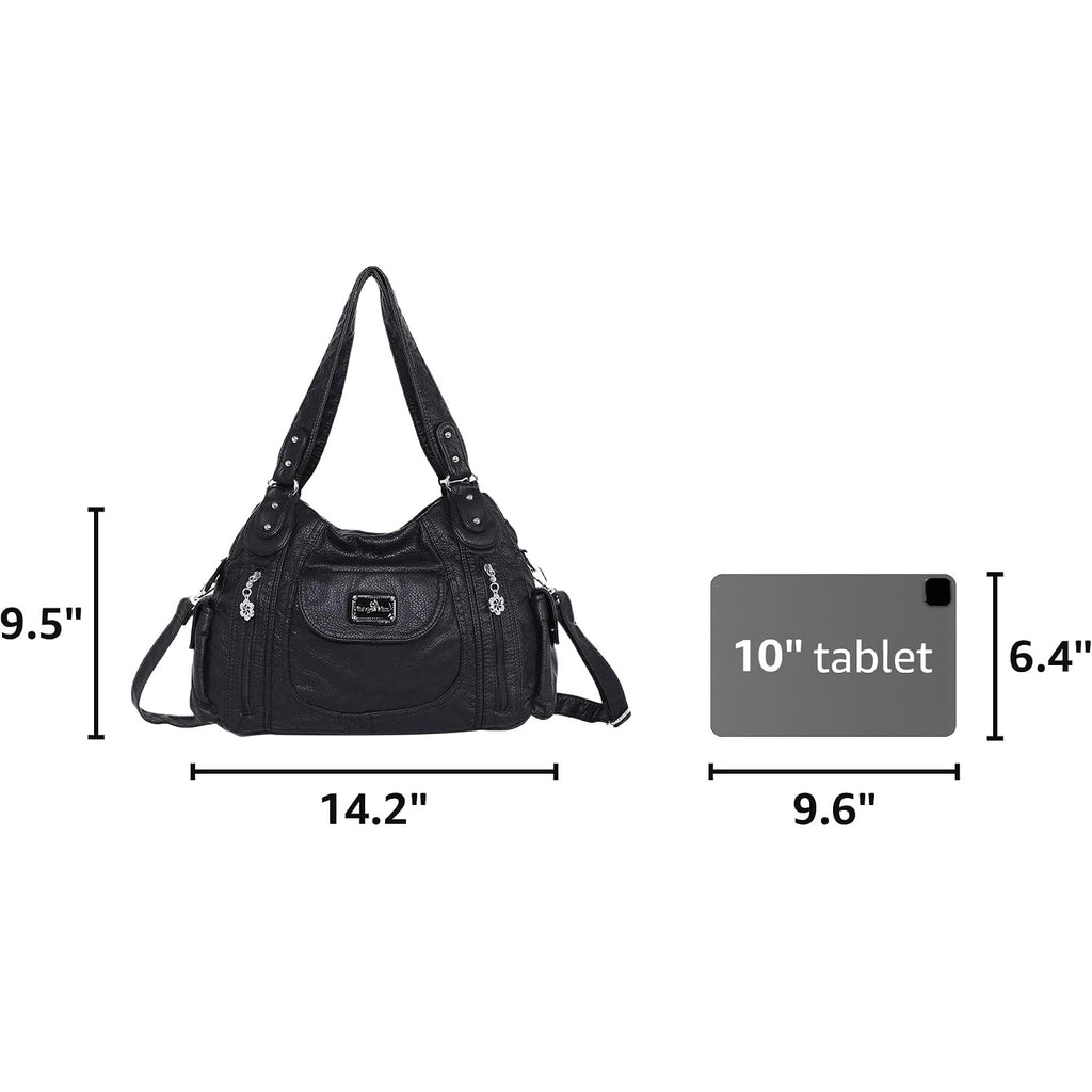 Angel Kiss Purses For Women, Large Shoulder Bag Hobo Tote Purse Mutipocket Faux Leather Satchel Hobo Purse