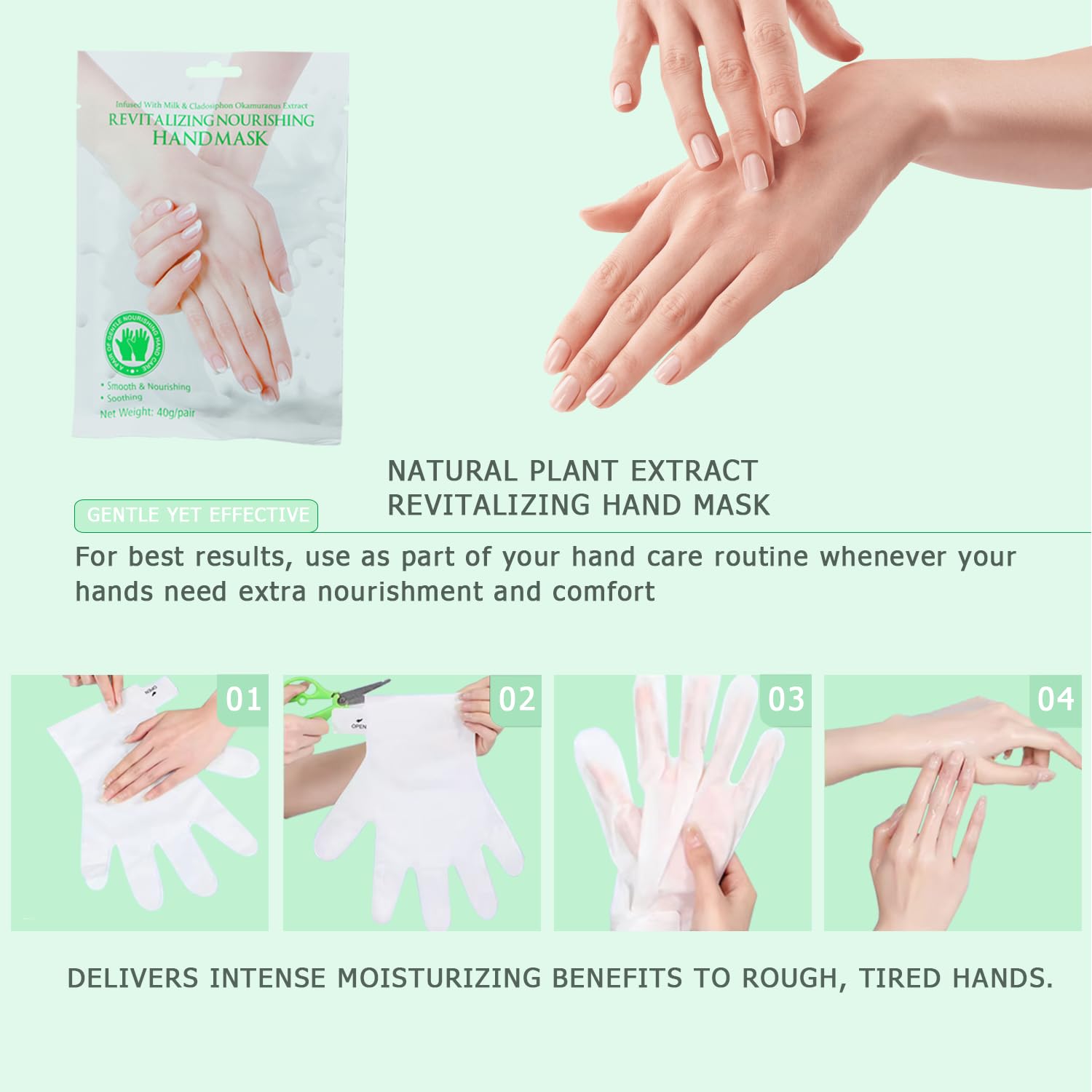 Moisturizing Hand Mask 5 Pairs Hydrating and Nourishing Hand Masks for Dry Cracked Hands for Soft Silky Smooth Hands Spa Treatment for Women and Men, 40g/Pair