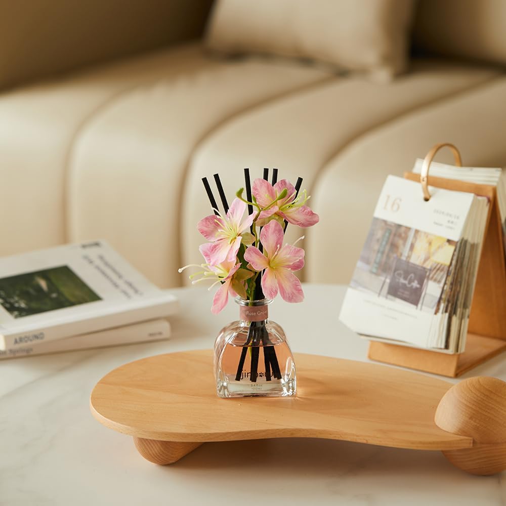 Flower Reed Diffuser Set, Home Fragrance With Vanilla Essential Oil And Scent Sticks, Air Freshener For Bedroom, Living Room, Office Or Bathroom Decor 3.4 Oz