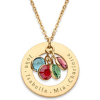 Birthstone Necklace for Mom, Personalized Necklace with Kids Names, Custom Family Jewelry for Wife, Grandma, Women, 1 2 3 4 5 Grandkids, Mother's Day & Birthday Gift, 18k Plated Gold, Rose, Silver