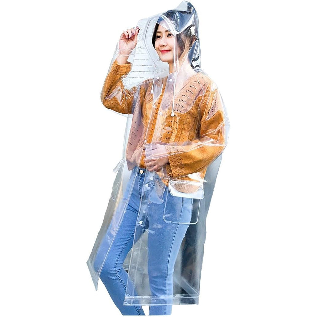 Freesmily Super Transparent Raincoat For Women Fashion Eva Waterproof Rain Poncho With Hood Drawstring