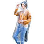 Freesmily Super Transparent Raincoat For Women Fashion Eva Waterproof Rain Poncho With Hood Drawstring