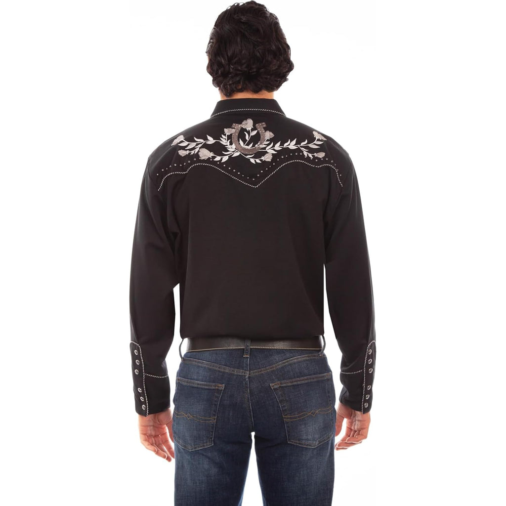 Retro Horseshoe & Roses Snap Shirt By Scully