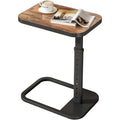 Kitstorack Adjustable Height C-Shaped End Table, 9-Level Side Table With Thickened Metal Rounded Edge, Couch Table Slides Under Sofa Or Bed, Eating, Working, Tv Tray Table For Small Spaces, Brown