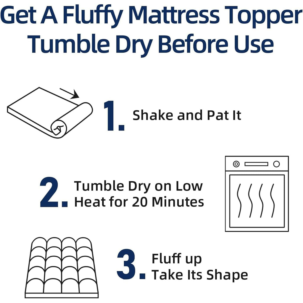 Mattress Topper Queen For Back Pain, Extra Thick Mattress Pad Cover, Plush Pillow Top, Deep Elastic Pocket, White