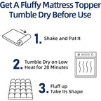 Mattress Topper Queen For Back Pain, Extra Thick Mattress Pad Cover, Plush Pillow Top, Deep Elastic Pocket, White