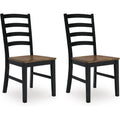 Signature Design By Ashley Wildenauer Dining Chairs Set Of 2, Modern Farmhouse Wood Side Chairs With Solid Wood Frame, Contoured Mango Veneer Seat, Casual Kitchen Seating, Black And Brown
