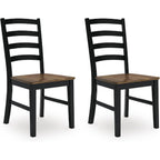 Signature Design By Ashley Wildenauer Dining Chairs Set Of 2, Modern Farmhouse Wood Side Chairs With Solid Wood Frame, Contoured Mango Veneer Seat, Casual Kitchen Seating, Black And Brown