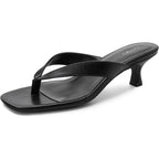 Fitory Women'S Sexy Kitten Heel Flip Flops,Square Open Toe Low Heel Sandals, Slip On Comfortable Thong Heels For Causal