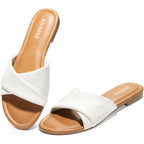 Athmile Sandals For Women 2026 Dressy Summer Flat Comfortable Fashion Beach Cute Ladies Slides Leather Casual Dress Women'S Sandals Size 6-11