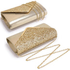 Dasein Women Evening Bags Formal Clutch Purses for Wedding Party Prom Handbags with Shoulder Strap and Glitter Flap | Formal, Wedding Party, Prom, with Shoulder Strap, Glitter Flap, Formal