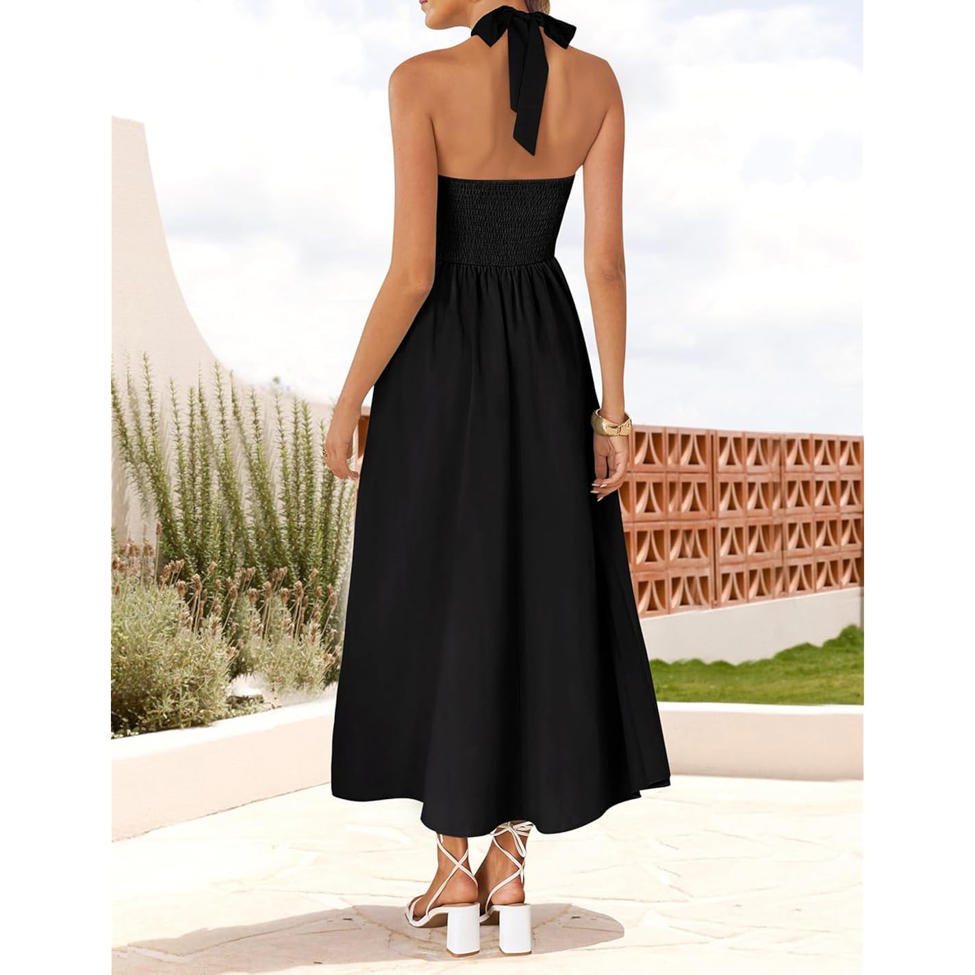 Zesica Women'S Summer Sleeveless Halter Midi Dress 2026 Off Shoulder High Waist Flowy Formal Wedding Guest Long Dresses