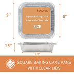 Findful (35 Pack) 8x8 Aluminum Pans with Clear Plastic Lids - Square Baking Cake Pans - Foil Pans with Lids - Disposable Food Containers Great for Cooking, Heating, Storing, Prepping Food