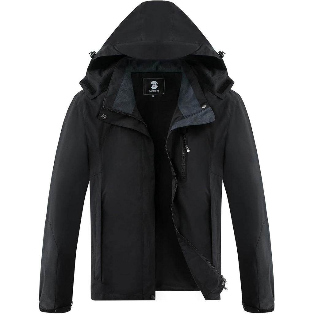 Womens Waterproof Rain Jacket Lightweight Raincoat With Removable Hood | Rain Coat, Windbreaker, Breathable, 4 Zip Pockets, Velcro Cuffs, 2-Way Storm Flap, Mesh Lining, Active Outdoor, Camping