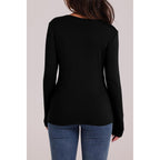 Wiholl Long Sleeve Thermal Shirt For Women Light Fleece Tops Spring 2026 Crew Neck Casual Basic T-Shirts